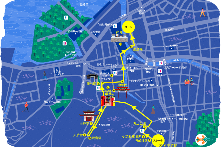 懐かしの和華蘭あるきのコースマップ